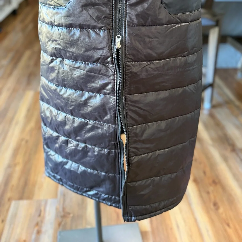 Women's Quilted Black Puffer Zip Front Skirt Size M #260771